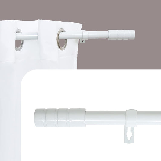 Barra Extensible para Cortina con terminales en Estilo de Rural - Barra Sencilla Forja Universal Extensible Decolativa con Soportes y Anillos de Plásticos