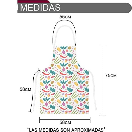 Delantales de Cocina , Ajustable Delantal Unisexo Adultos Delantales de Cocinero para Chef Jardinería Cafetería Barbacoa Pintar Hornear