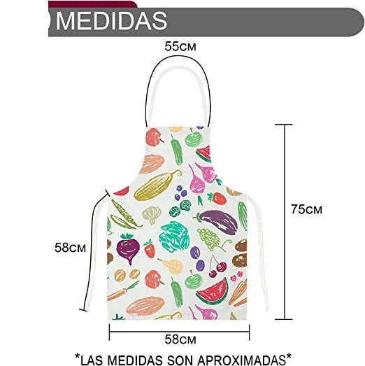 Delantales de Cocina , Ajustable Delantal Unisexo Adultos Delantales de Cocinero para Chef Jardinería Cafetería Barbacoa Pintar Hornear