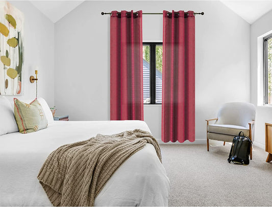 Cortina Translucido Liso para Ventana - Cortina con Ojales Poliéster Color Sólido para Salón Dormitorio 140x260cm