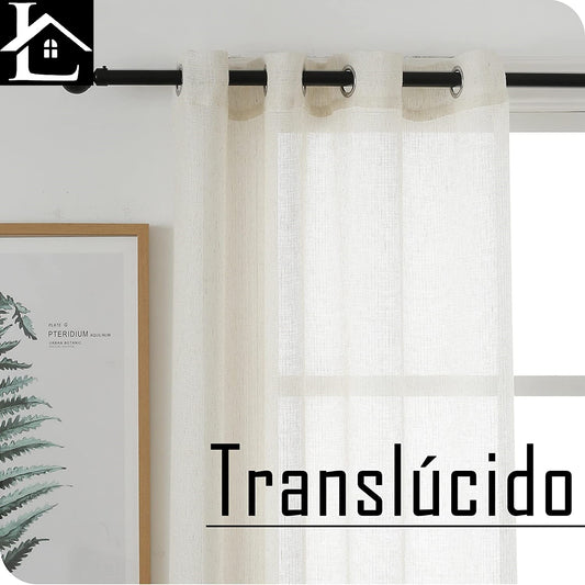 Cortina Salón Dormiorio Translúcido Tejido de Rejilla - Visillo para Ventana Cocina Comedor 140x260cm