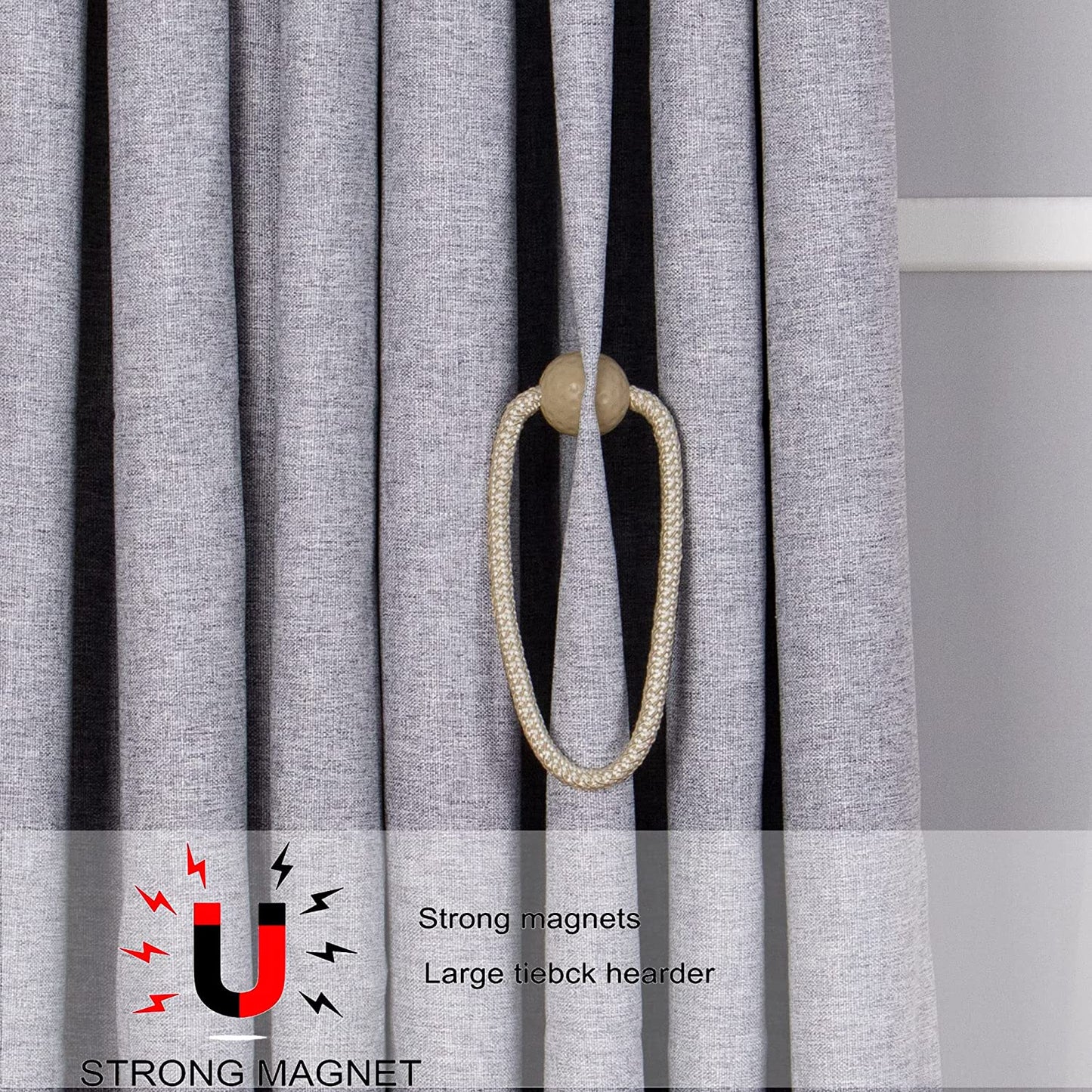 Abrazaderas Cortinas, Correas de Imán para Cortina, Hebillas Cuerda con Detalle de Bola de Gancho para la Decoración de Cortinas