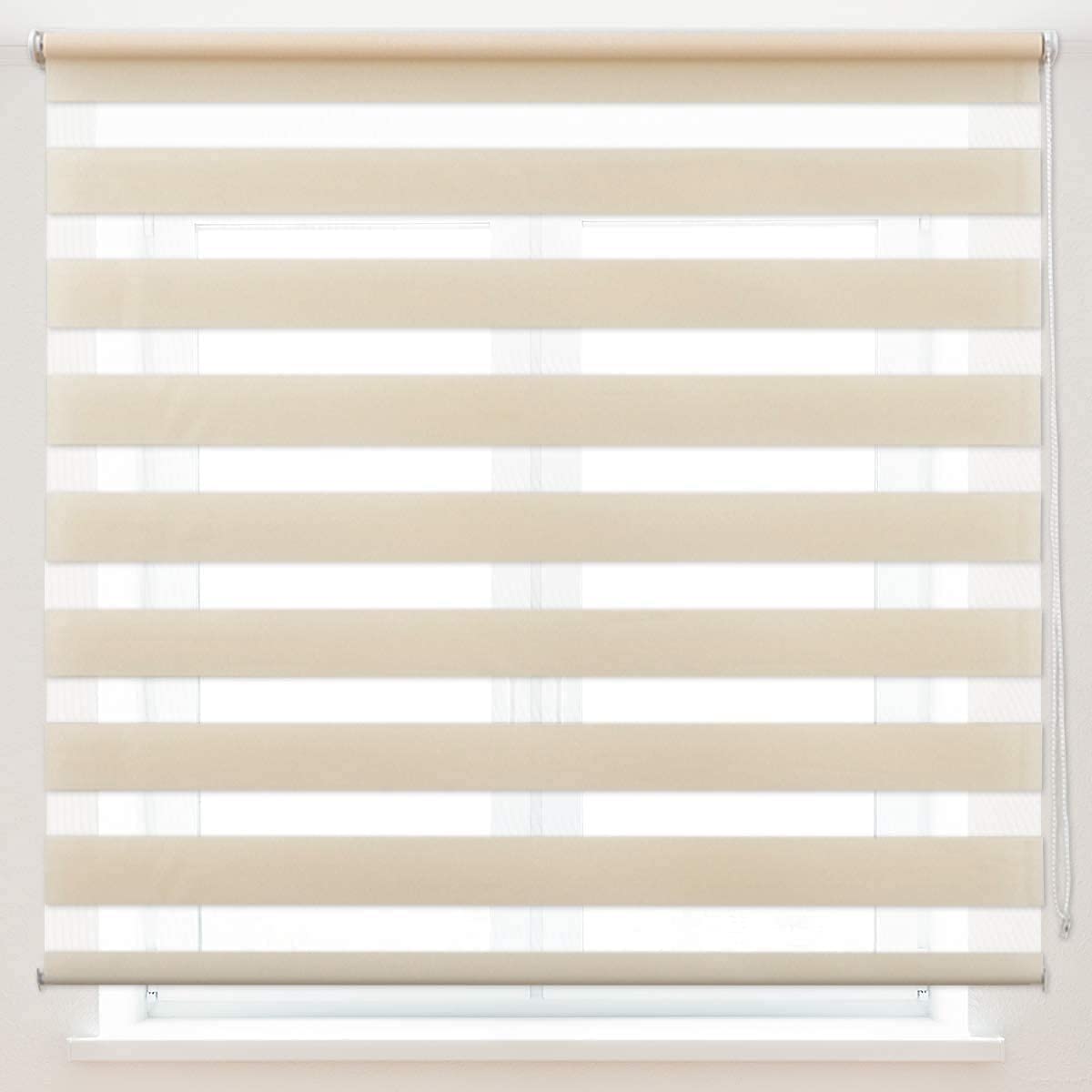 Estor Enrollable de Doble Capa Noche y Día (Blanco, 140x180cm)