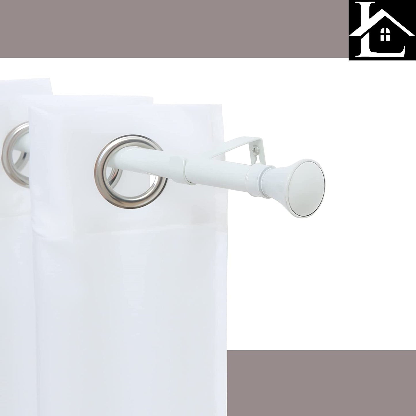 Barra Extensible para Cortina con terminales en Estilo de Rústico - Barra Cortina Decolativa incluiye Soportes y Anillos de Plásticos