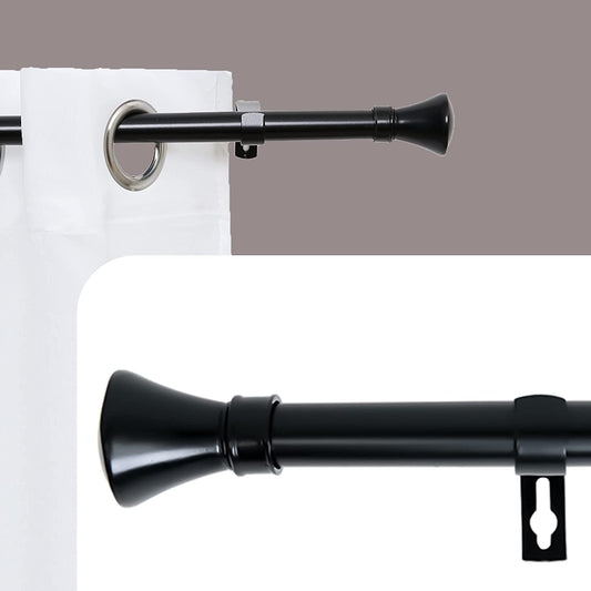 Barra Extensible para Cortina con terminales en Estilo de Rústico - Barra Cortina Decolativa incluiye Soportes y Anillos de Plásticos