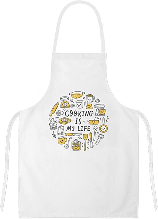 Delantales de Cocina , Ajustable Delantal Unisexo Adultos Delantales de Cocinero para Chef Jardinería Cafetería Barbacoa Pintar Hornear