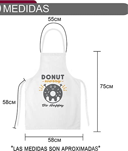 Delantales de Cocina , Ajustable Delantal Unisexo Adultos Delantales de Cocinero para Chef Jardinería Cafetería Barbacoa Pintar Hornear