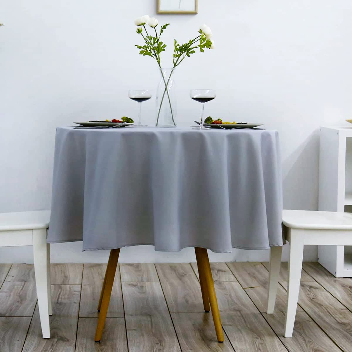 Mantel de Mesa Antimanchas Redonda de Tejido Impermeable (180CM Ø, Negro)