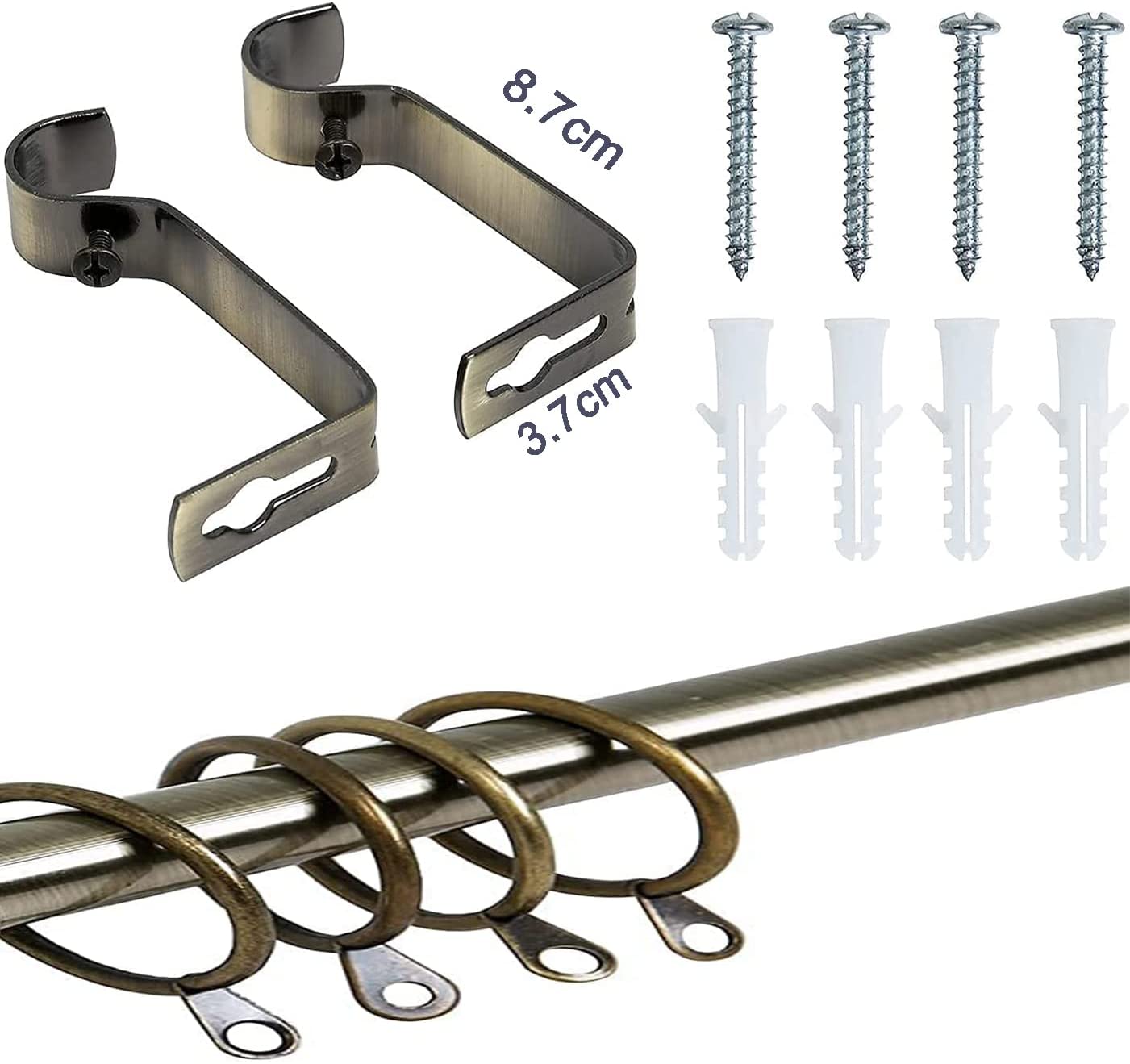 Cortina Extensible con Terminales en Estilo de Piña Redondeado - Barra Cortina Decolativa incluiye Soportes y Anillos