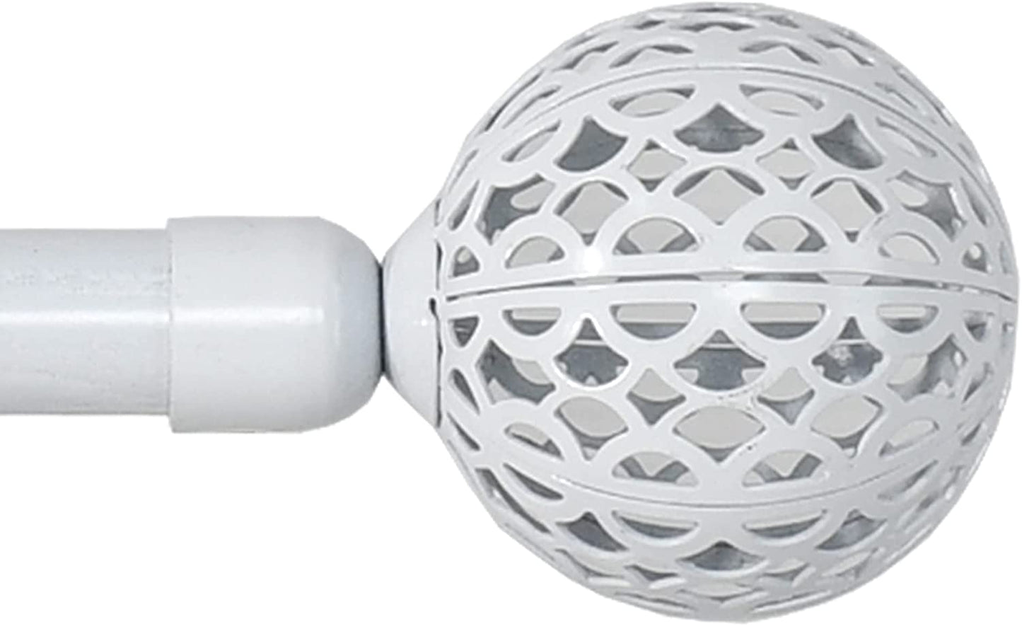 Barra Cortina Blanca Extensible 19mm - Barra Cortinas fina para Salón Dormitorio - Palos Cortinas Delgado Bola de Red