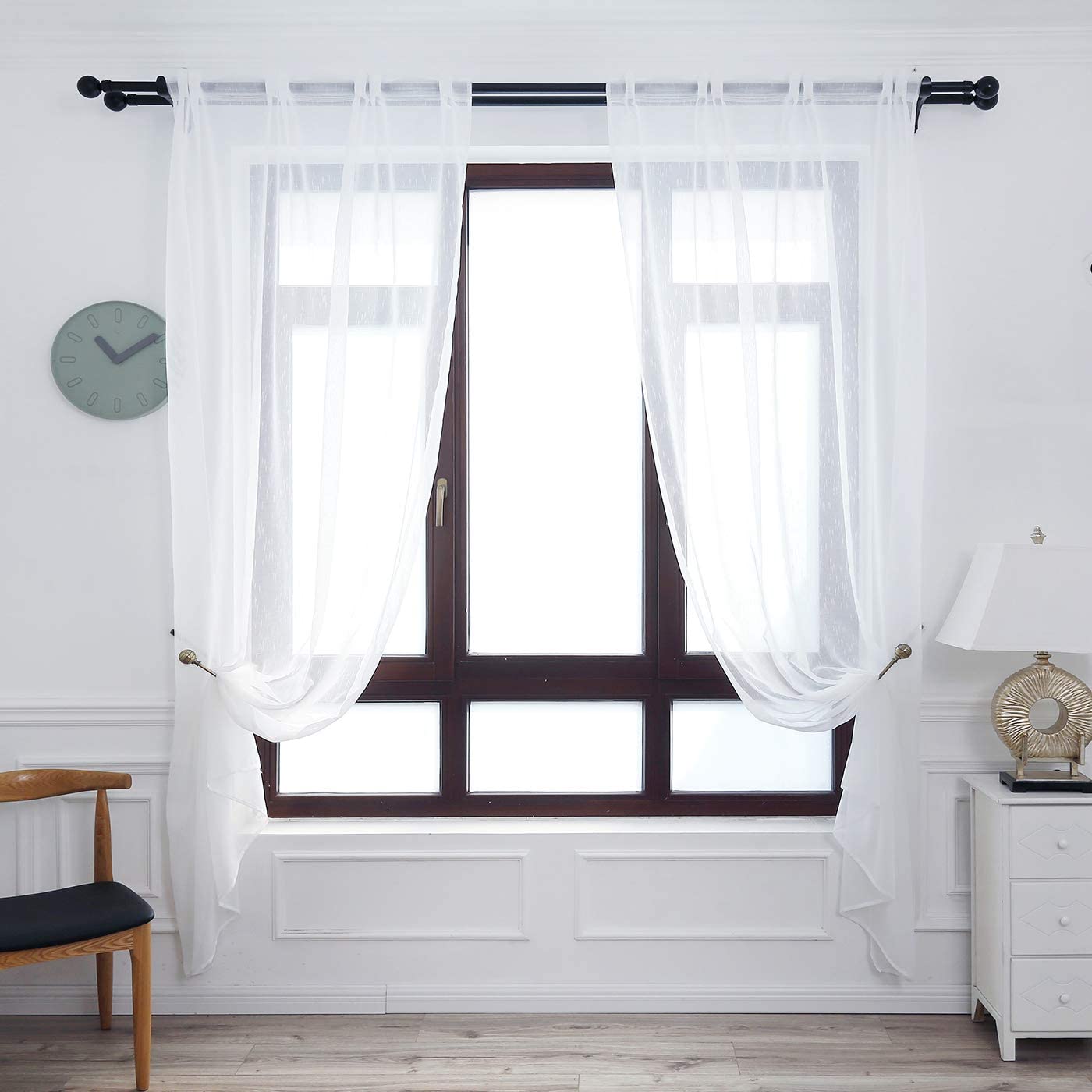 Cortinas Translúcida Fresca Transparente para Sala Cuarto Dormitorio Habitación Comedor Cocina Salón 140x260