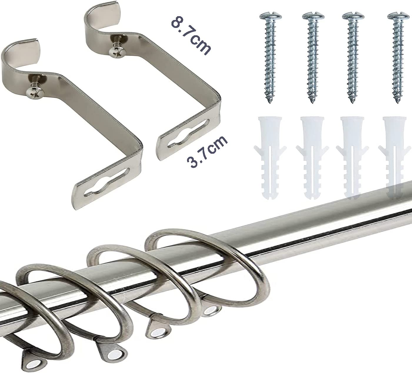 Barra Cortina Extensible Forja Universal - Barra Cortina Decolativa Extensible de Acero incluiye Soportes y Anillos