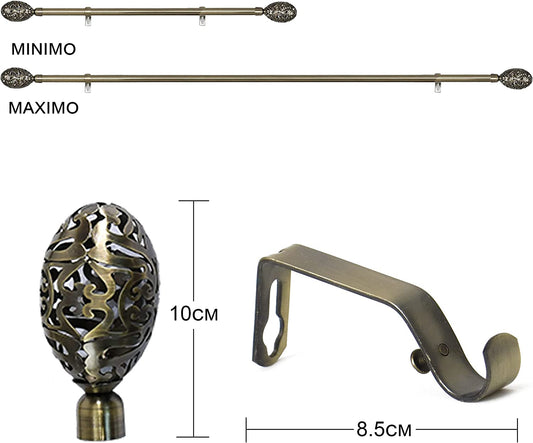 Barra Cortina Extensible Forja Universal - Barra Cortina Decolativa Extensible de Acero incluiye Soportes y Anillos