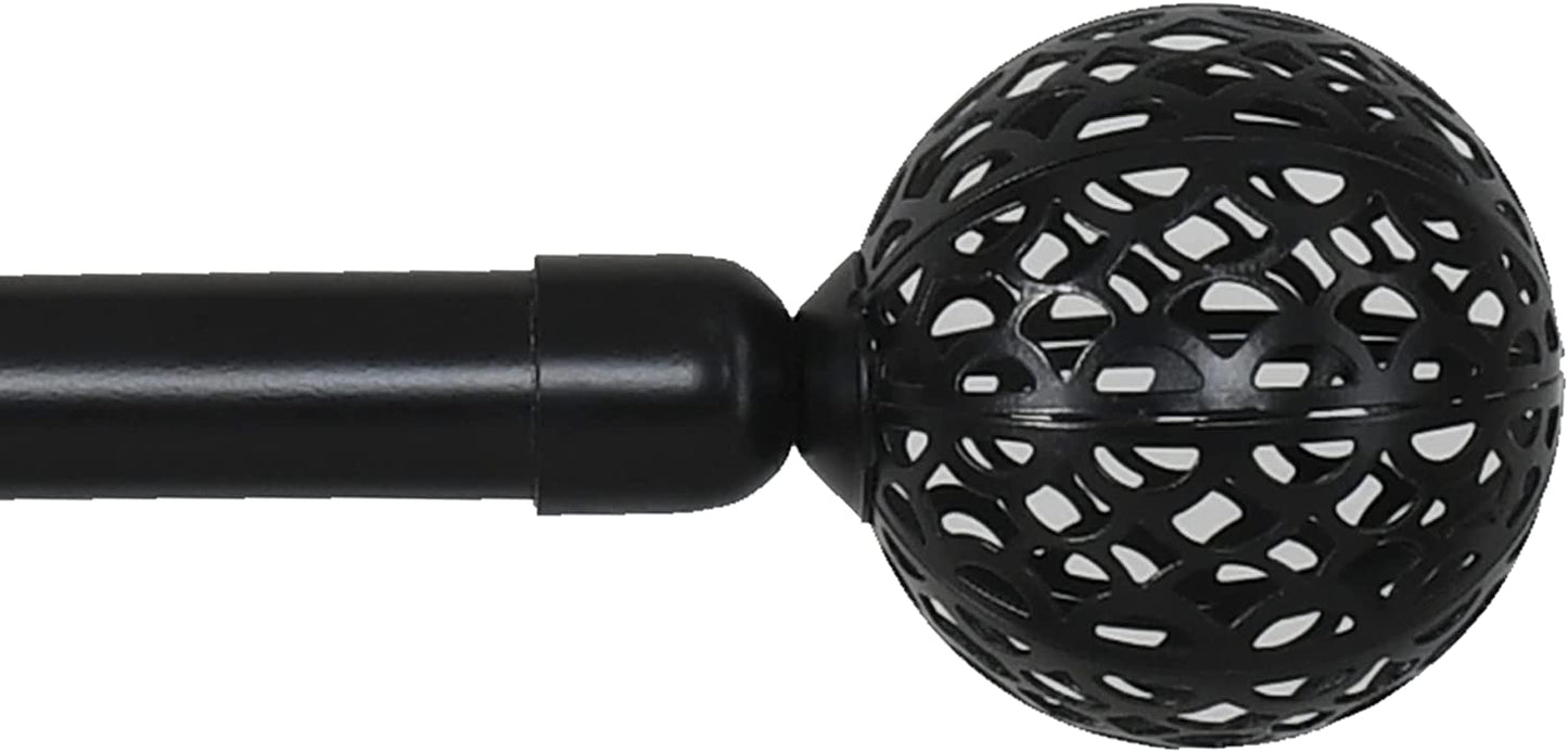 Barra Cortina Blanca Extensible 19mm - Barra Cortinas fina para Salón Dormitorio - Palos Cortinas Delgado Bola de Red