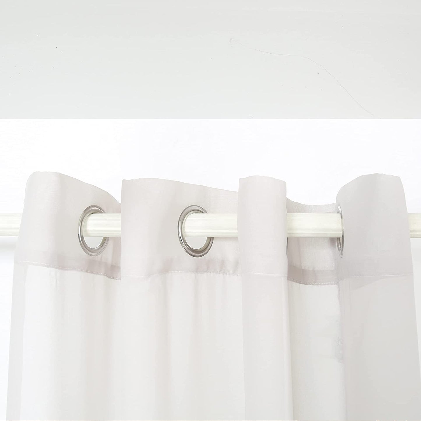 Cortina Salón Dormitorio Translucido de Gasa Estampado - Visillo Estampado Tejido de Gasa Beige para Salón Dormitorio