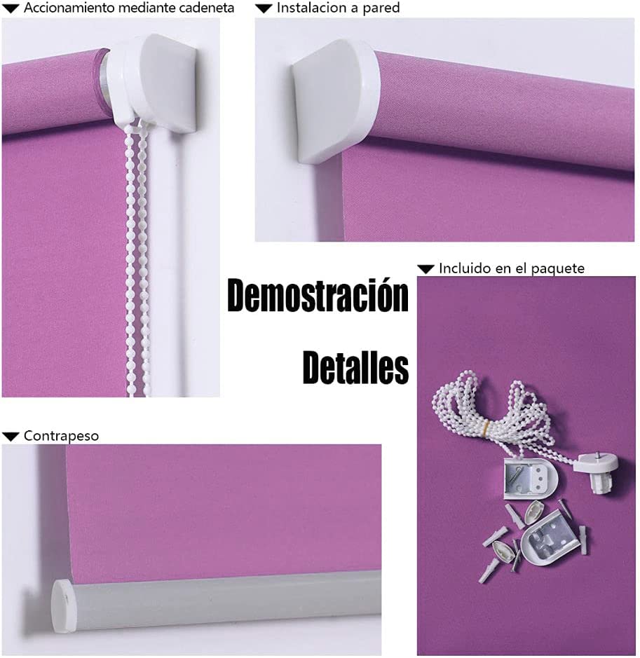 Estor Enrollable para Ventana SemiTranslúcido Liso de Poliéster