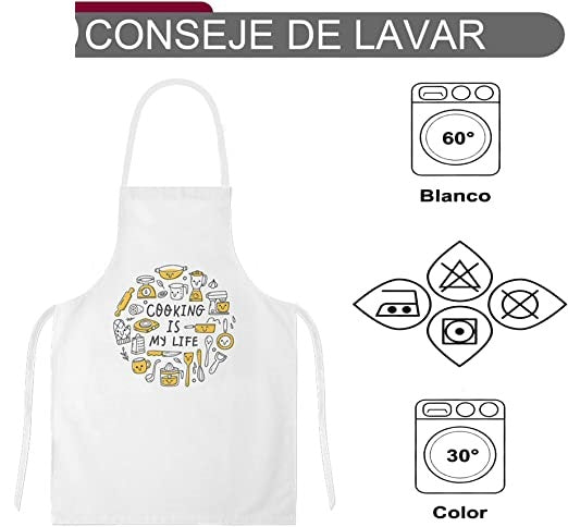 Delantales de Cocina , Ajustable Delantal Unisexo Adultos Delantales de Cocinero para Chef Jardinería Cafetería Barbacoa Pintar Hornear