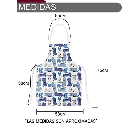 Delantales de Cocina , Ajustable Delantal Unisexo Adultos Delantales de Cocinero para Chef Jardinería Cafetería Barbacoa Pintar Hornear