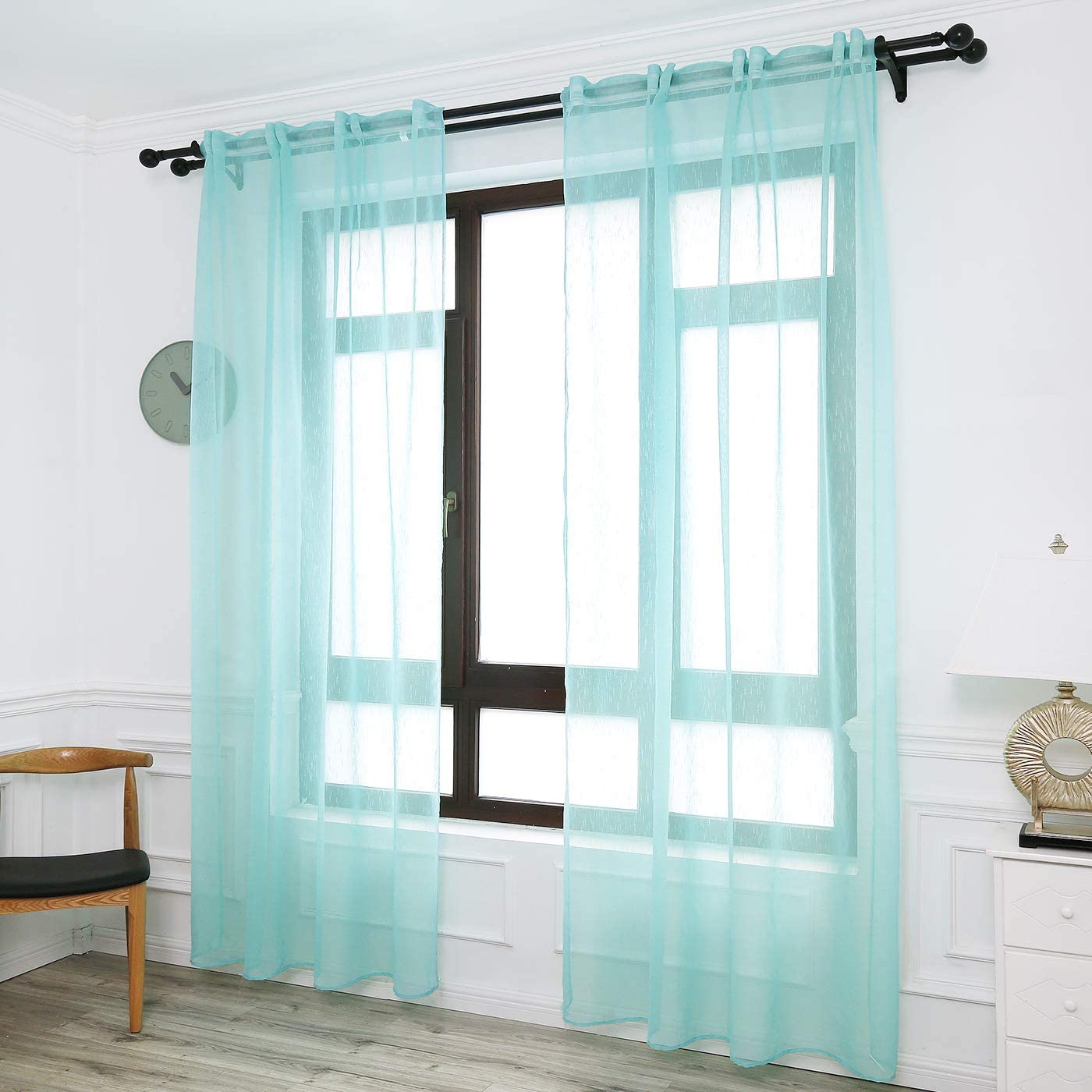 Cortinas Translúcida Fresca Transparente para Sala Cuarto Dormitorio Habitación Comedor Cocina Salón 140x260