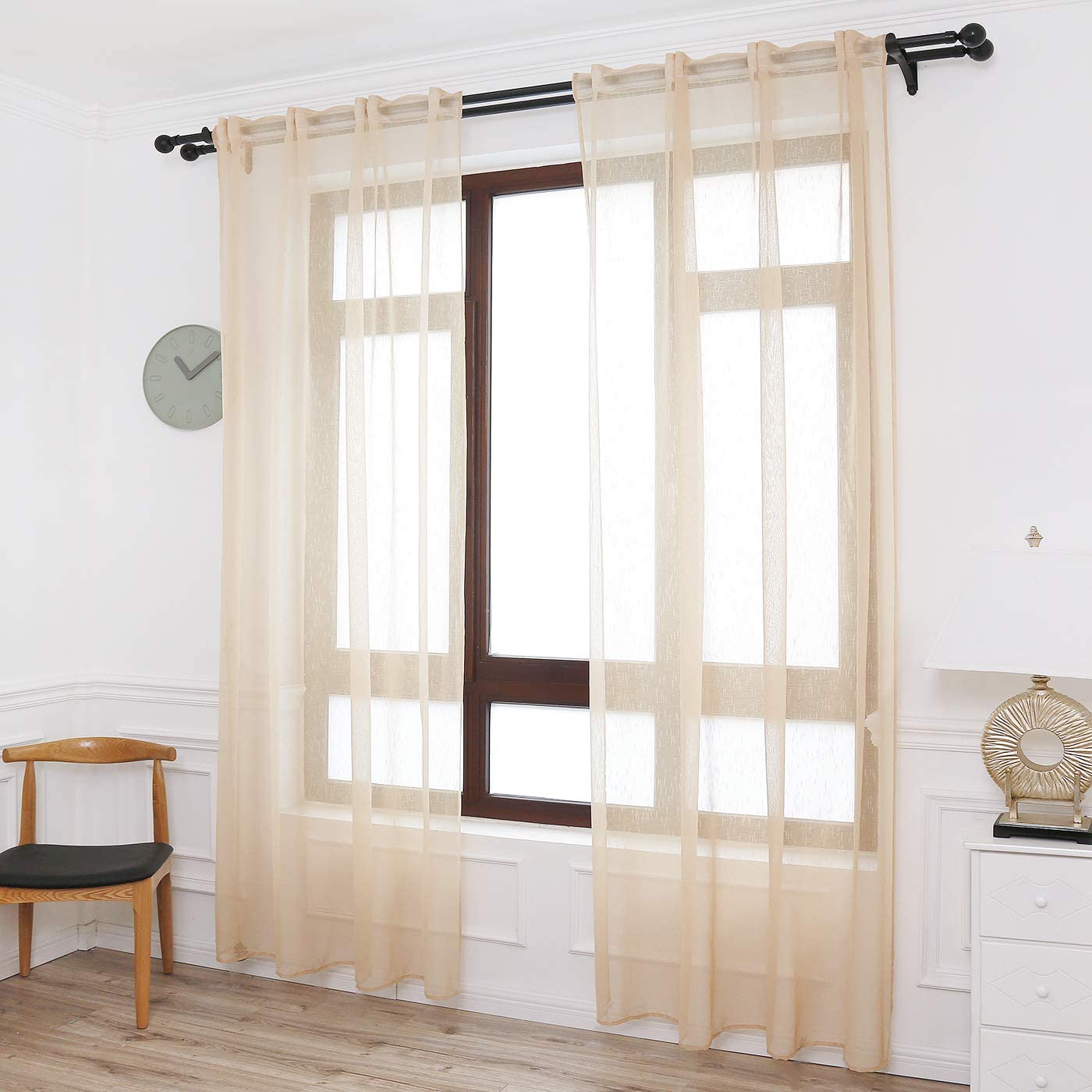 Cortinas Translúcida Fresca Transparente para Sala Cuarto Dormitorio Habitación Comedor Cocina Salón 140x260