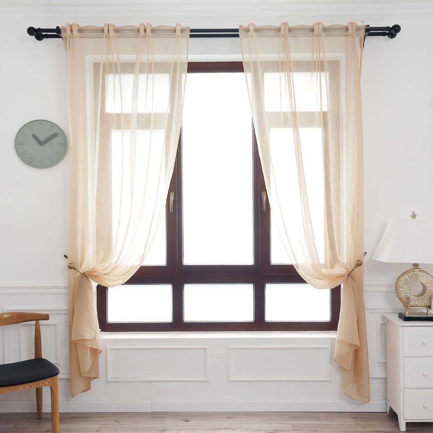 Cortinas Translúcida Fresca Transparente para Sala Cuarto Dormitorio Habitación Comedor Cocina Salón 140x260