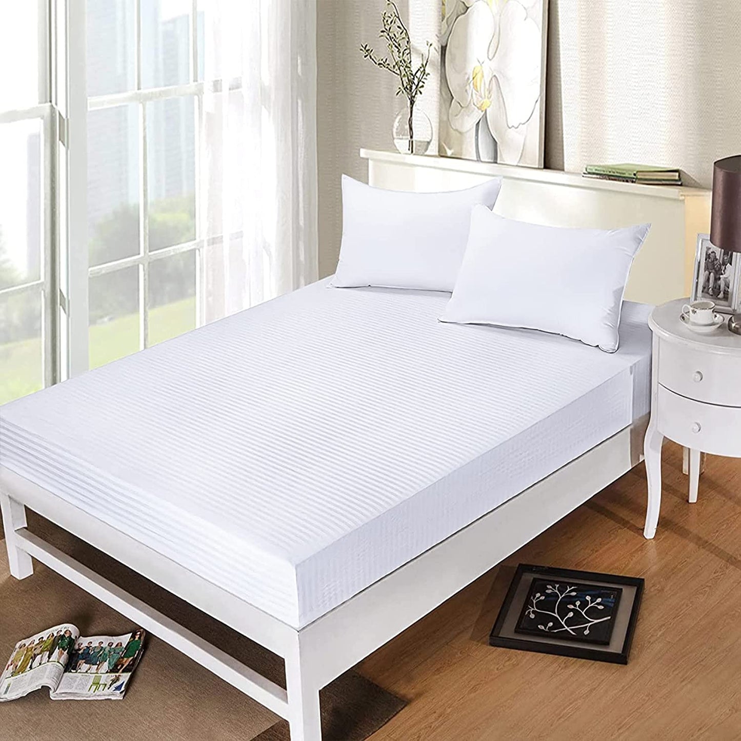 Funda de Colchón con Cremallera,Funda de Colchón con Cremallera Tejido de poliéster sin elástico