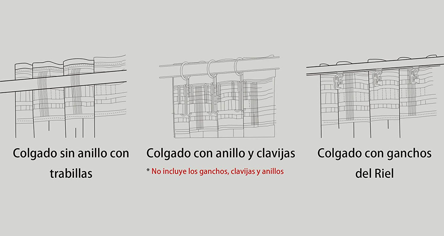 Cortinas Translúcida Fresca Transparente para Sala Cuarto Dormitorio Habitación Comedor Cocina Salón 140x260