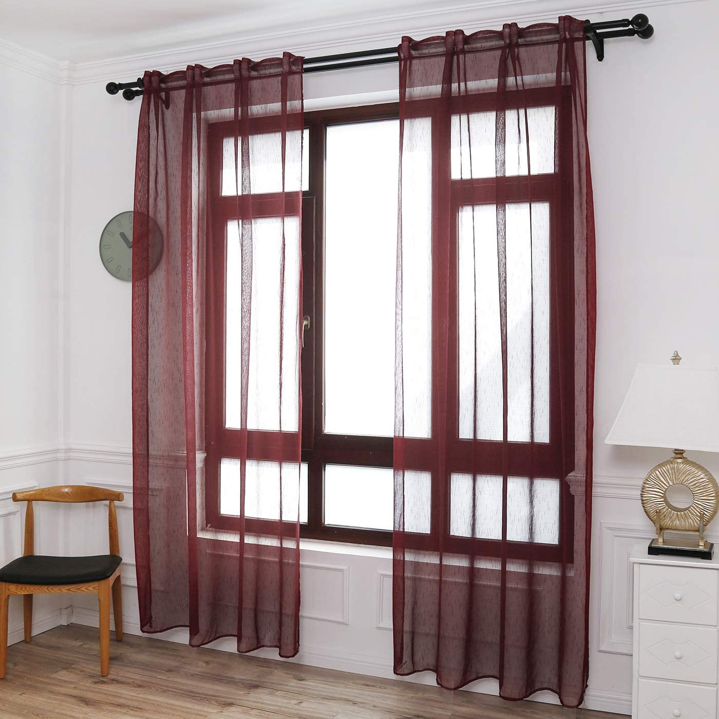 Cortinas Translúcida Fresca Transparente para Sala Cuarto Dormitorio Habitación Comedor Cocina Salón 140x260