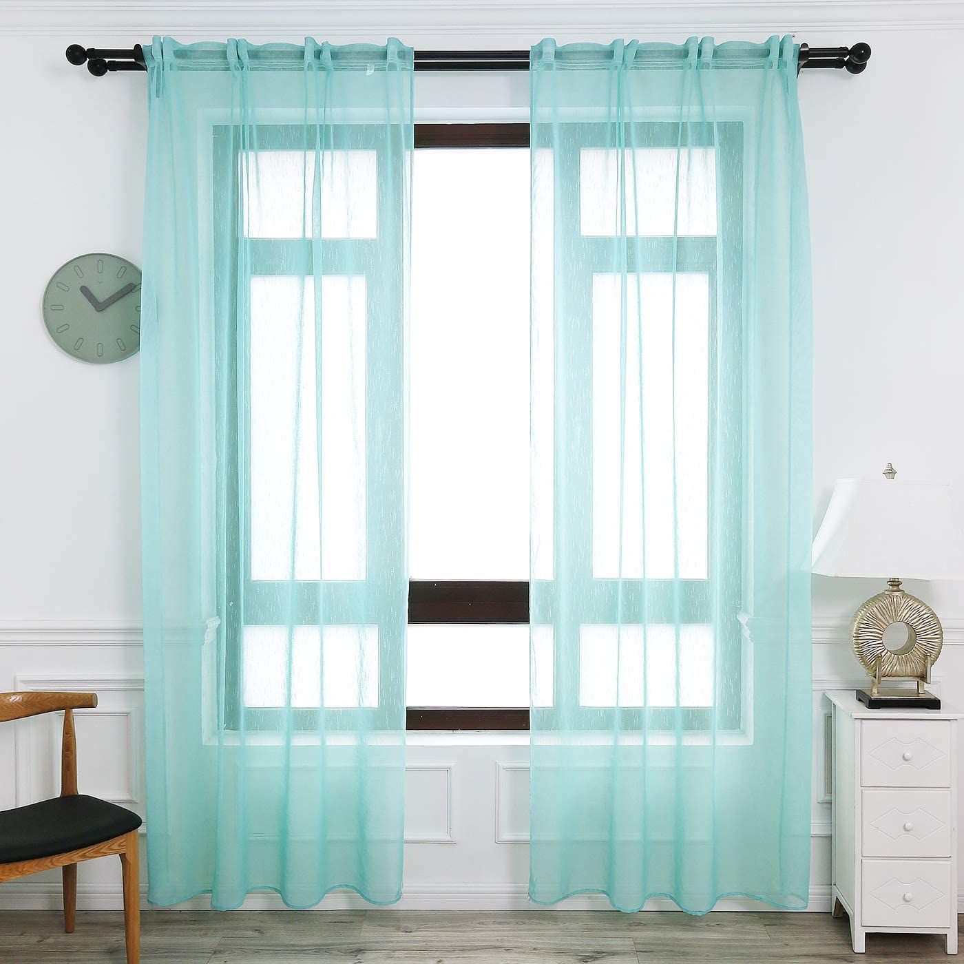 Cortinas Translúcida Fresca Transparente para Sala Cuarto Dormitorio Habitación Comedor Cocina Salón 140x260