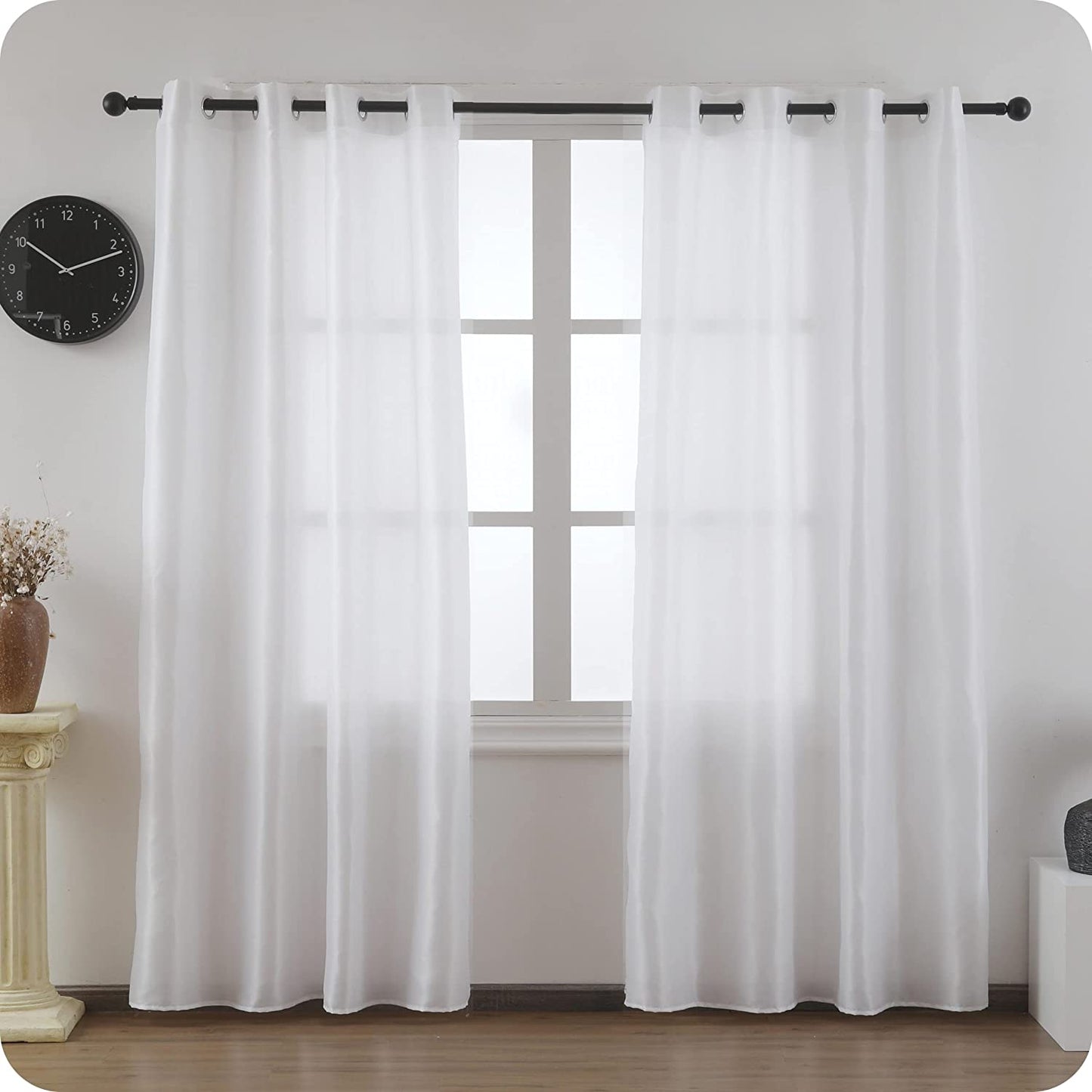 Cortina Salón Dormitorio Translúcido Tejido imitación Doble Palacio - Cortina Visillo Liso Suave de 140x260cm