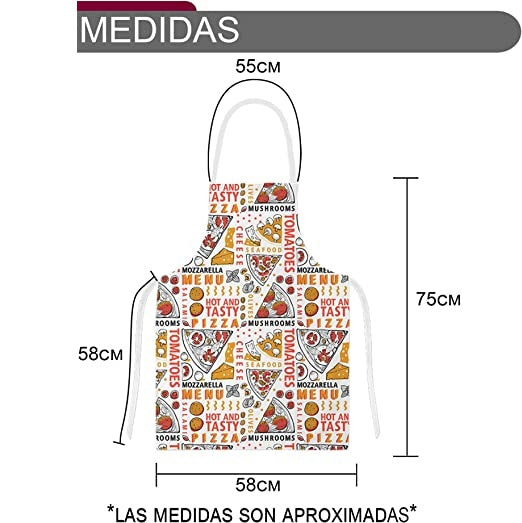 Delantales de Cocina , Ajustable Delantal Unisexo Adultos Delantales de Cocinero para Chef Jardinería Cafetería Barbacoa Pintar Hornear