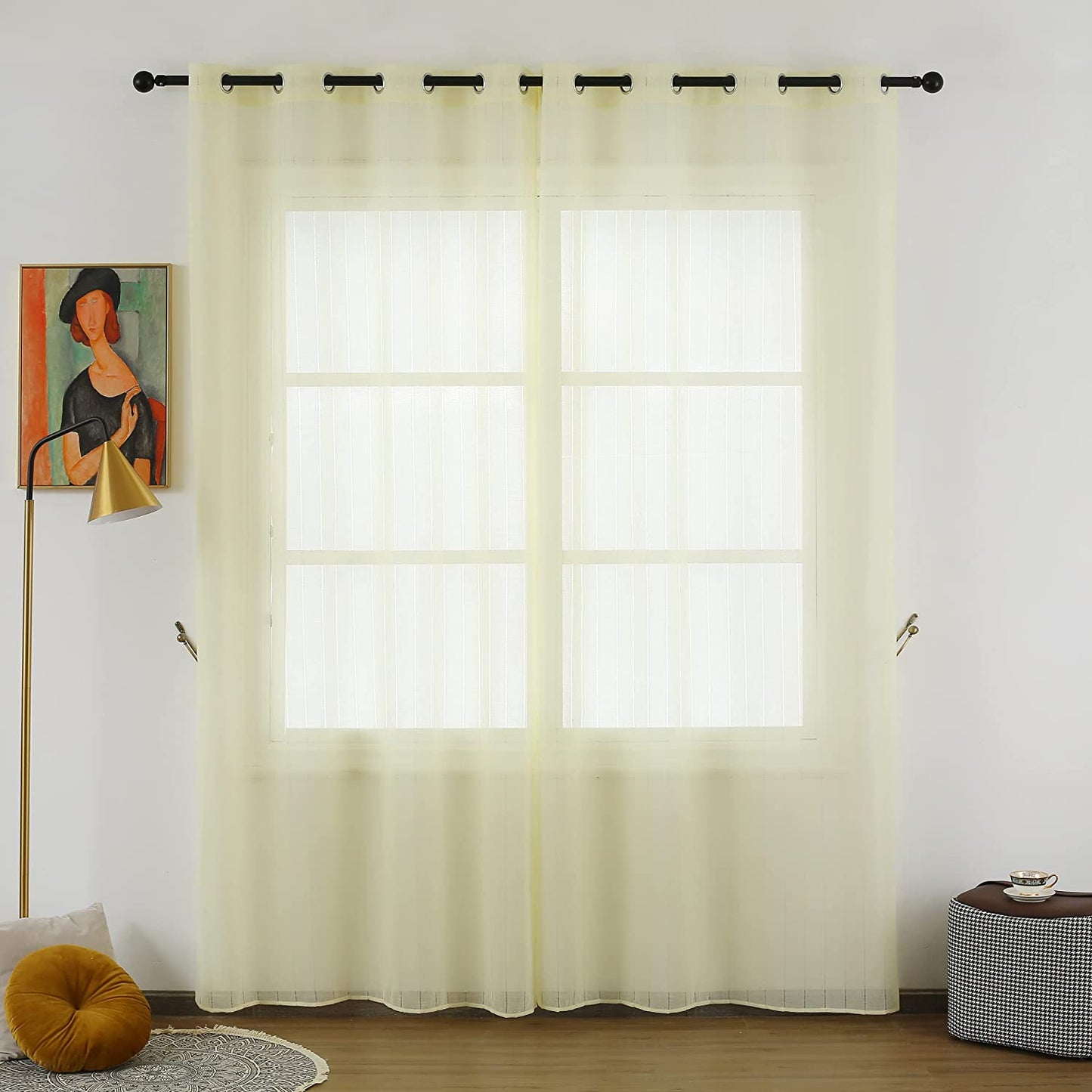 Cortina Salón Dormitorio Translúcido con diseño de Línea - Visillos Transparente 140x260cm para Salón Dormitorio