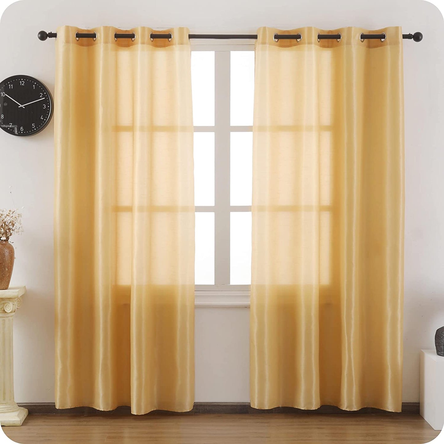 Cortina Salón Dormitorio Translúcido Tejido imitación Doble Palacio - Cortina Visillo Liso Suave de 140x260cm