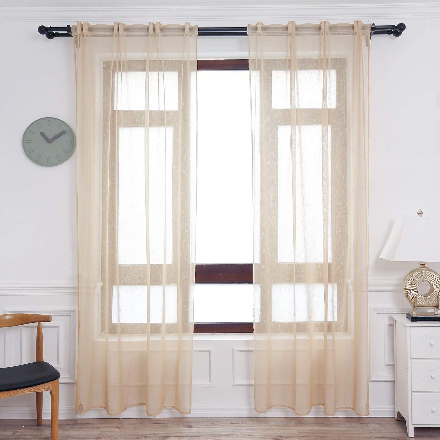 Cortinas Translúcida Fresca Transparente para Sala Cuarto Dormitorio Habitación Comedor Cocina Salón 140x260