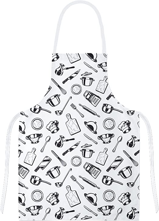 Delantales de Cocina , Ajustable Delantal Unisexo Adultos Delantales de Cocinero para Chef Jardinería Cafetería Barbacoa Pintar Hornear