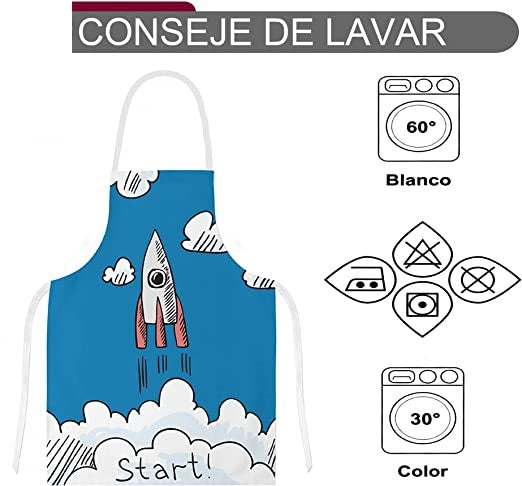 Delantal Niño, Delantal Ajustable para Niñas Niños, Delantales de Cocina para Cocinar Hornear Pintar