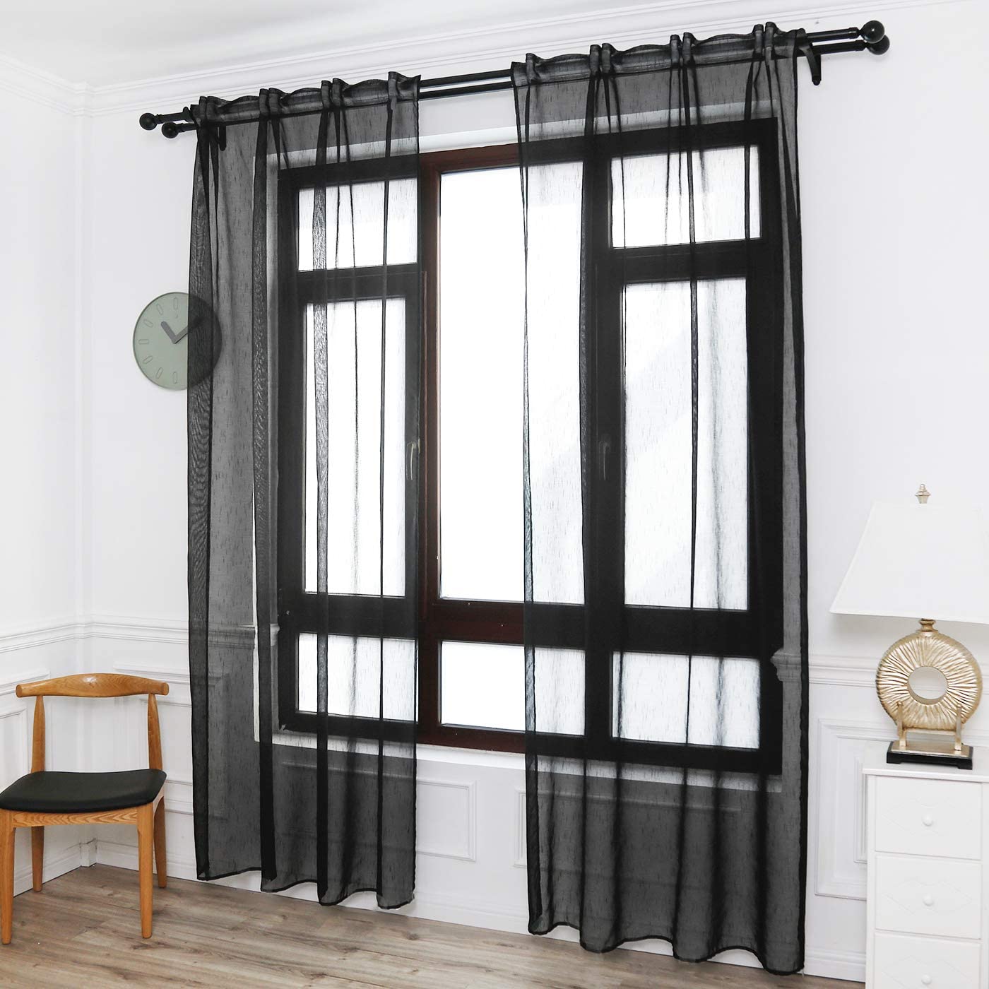 Cortinas Translúcida Fresca Transparente para Sala Cuarto Dormitorio Habitación Comedor Cocina Salón 140x260