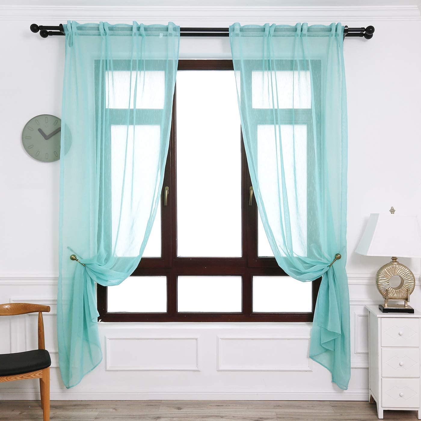 Cortinas Translúcida Fresca Transparente para Sala Cuarto Dormitorio Habitación Comedor Cocina Salón 140x260