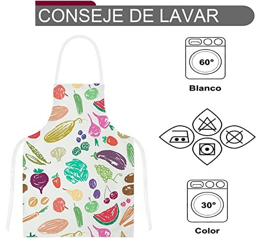 Delantales de Cocina , Ajustable Delantal Unisexo Adultos Delantales de Cocinero para Chef Jardinería Cafetería Barbacoa Pintar Hornear