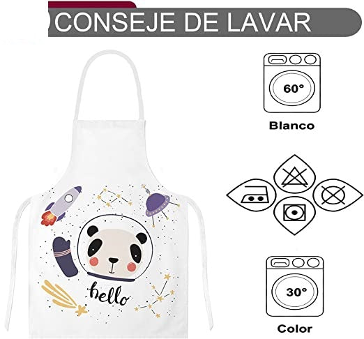 Delantal Niño, Delantal Ajustable para Niñas Niños, Delantales de Cocina para Cocinar Hornear Pintar