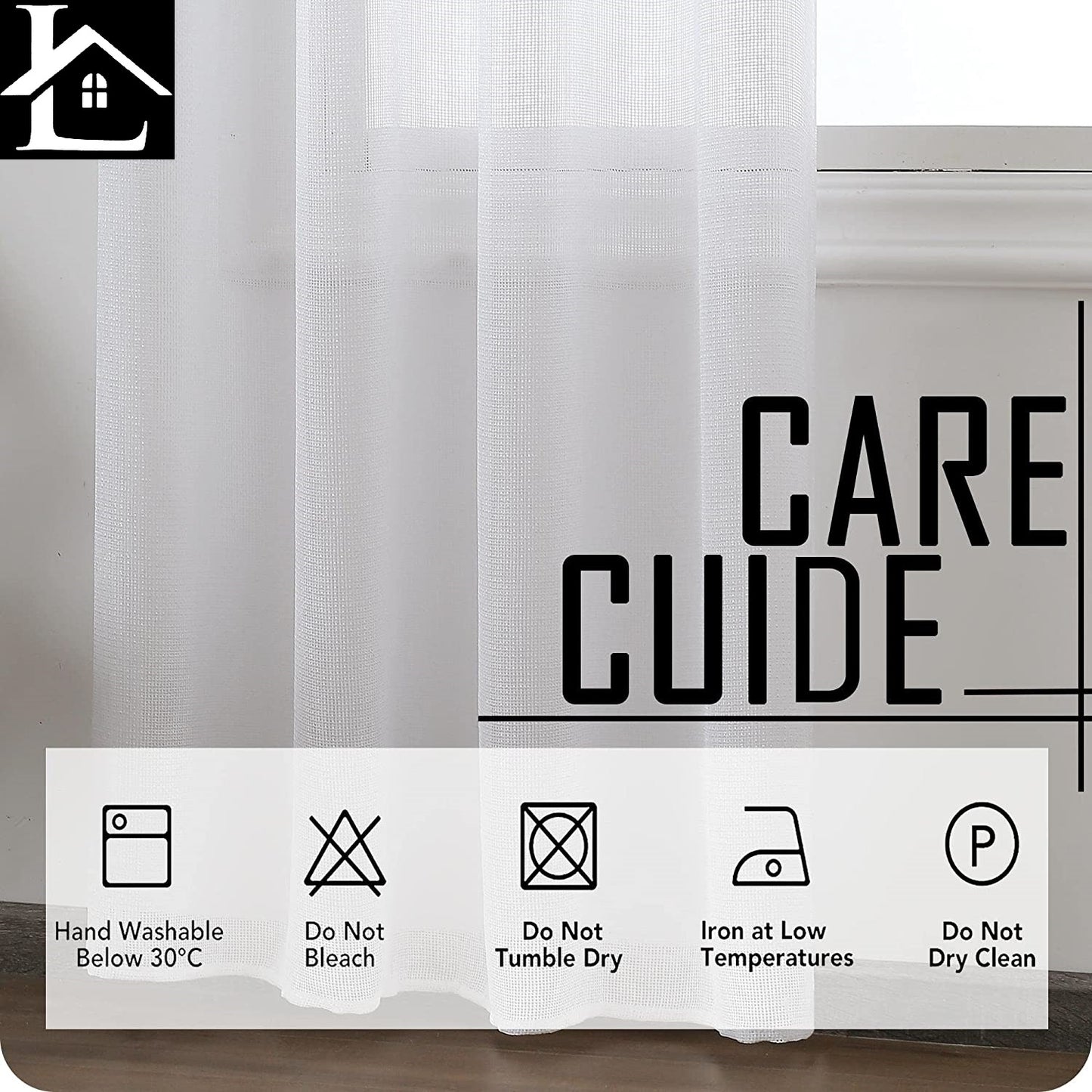 Cortina Salón Dormiorio Translúcido Tejido de Rejilla - Visillo para Ventana Cocina Comedor 140x260cm