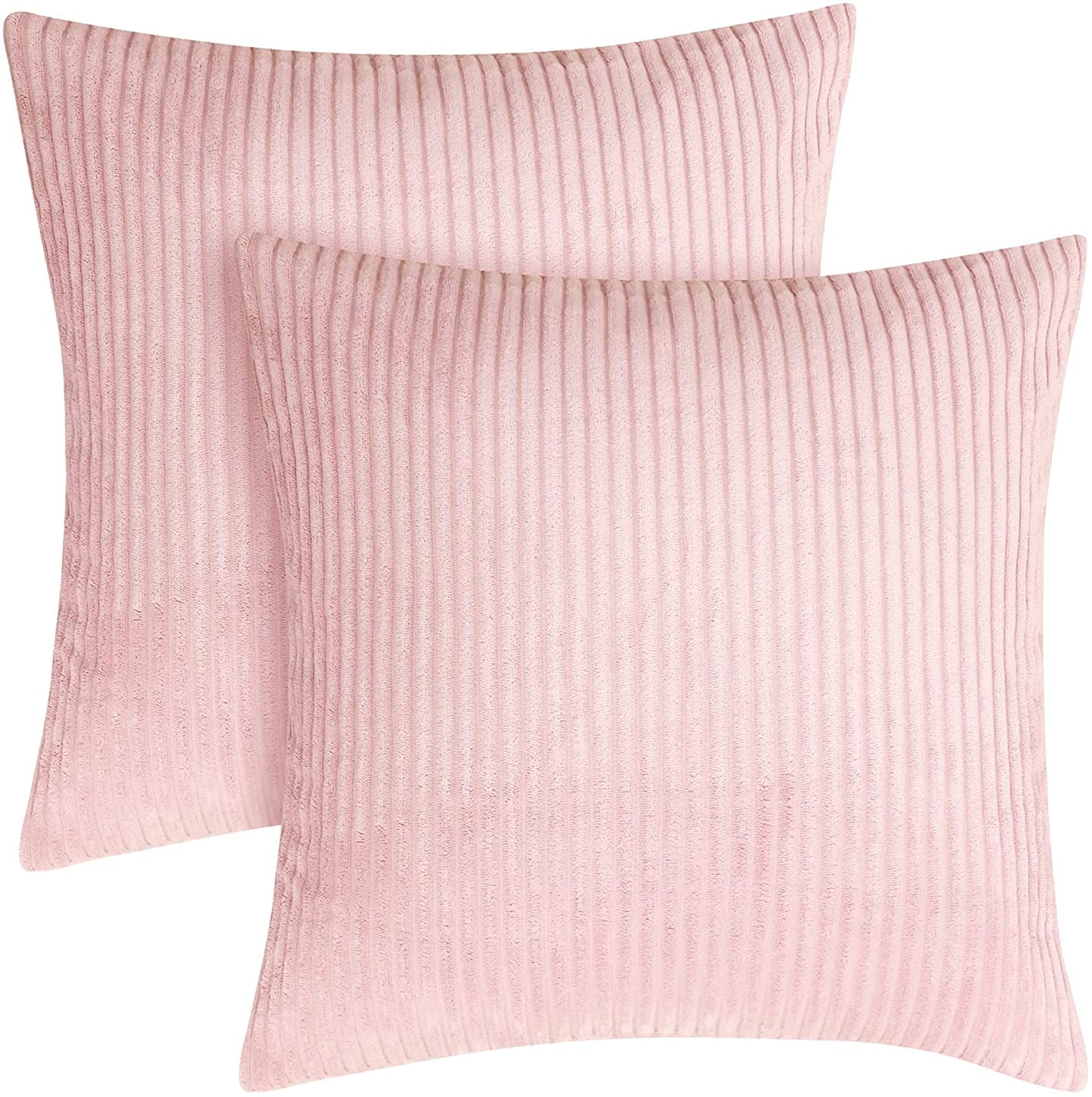 Funda de Cojines de Pana a Rayas Funda de Almohada Cuadrado Suave Decoración Moderna para Sofá Silla Habitación Cama Salón 45x45cm Rosa