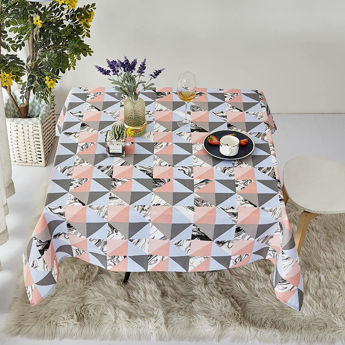 Mantel de Mesa Antimanchas Rectangular de Estampado Vintage Contemporáneo Tejido Impermeable