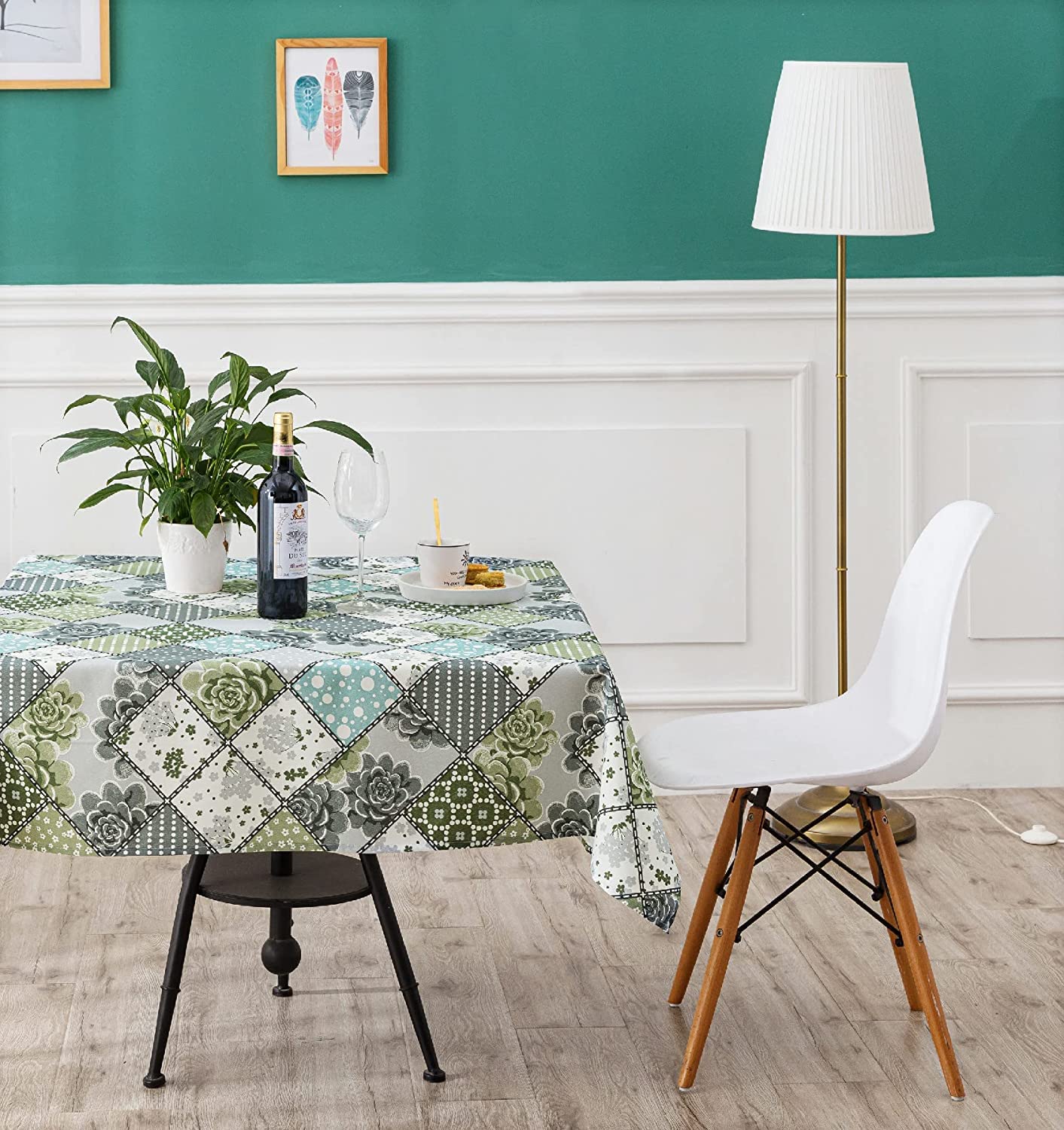 Mantel de Mesa Antimanchas Rectangular de Estampado Vintage Contemporáneo Tejido Impermeable