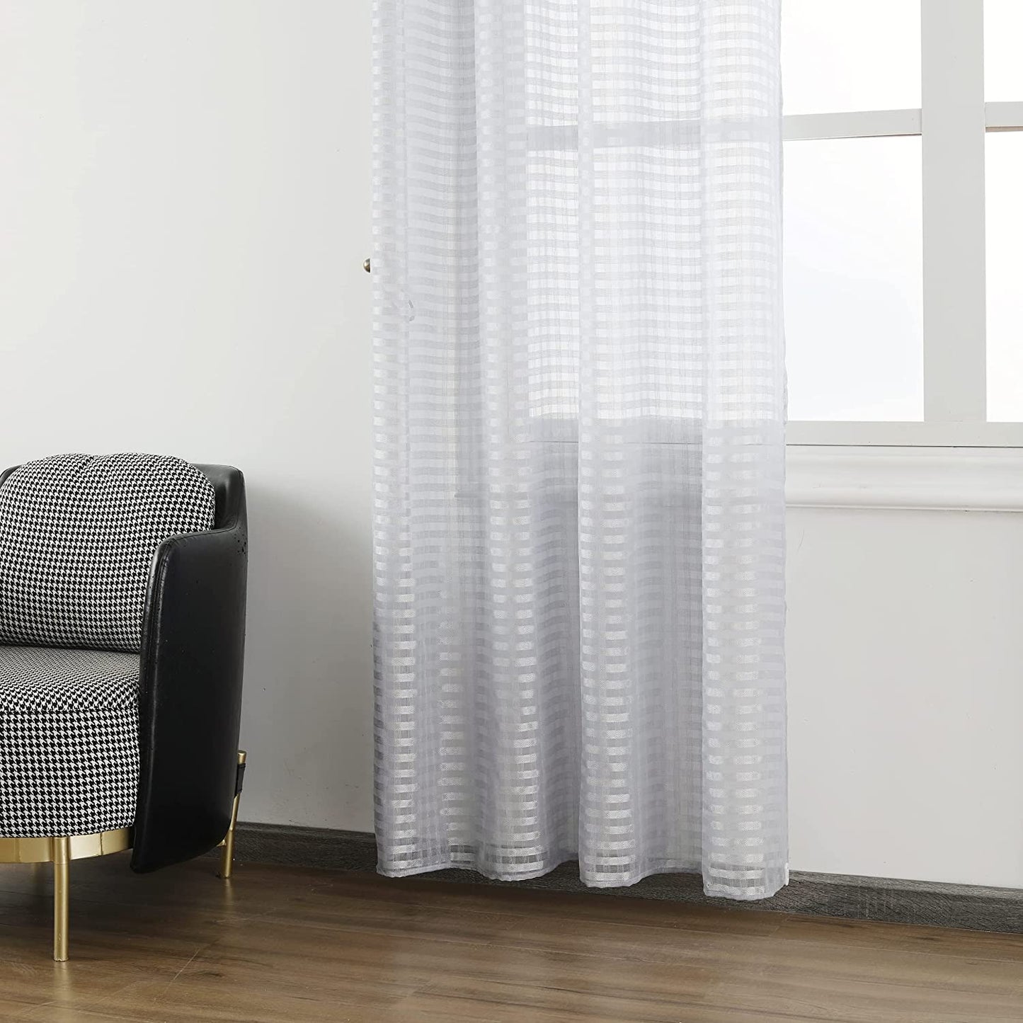 Cortina Salón Dormirotio Translúcido con diseño de Cuadrado - Visillos Transparente 140x260cm para Salón Dormitorio