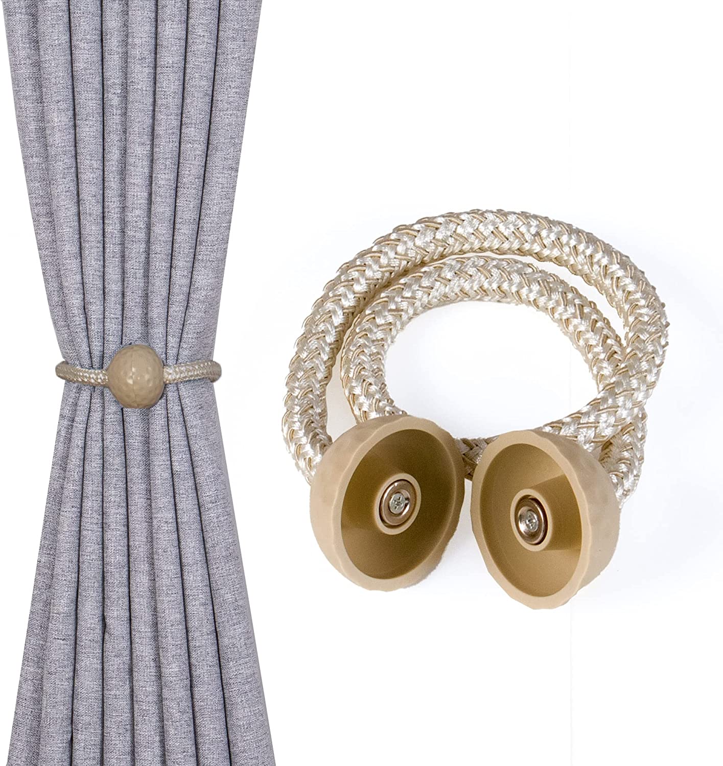 Abrazaderas Cortinas, Correas de Imán para Cortina, Hebillas Cuerda con Detalle de Bola de Gancho para la Decoración de Cortinas