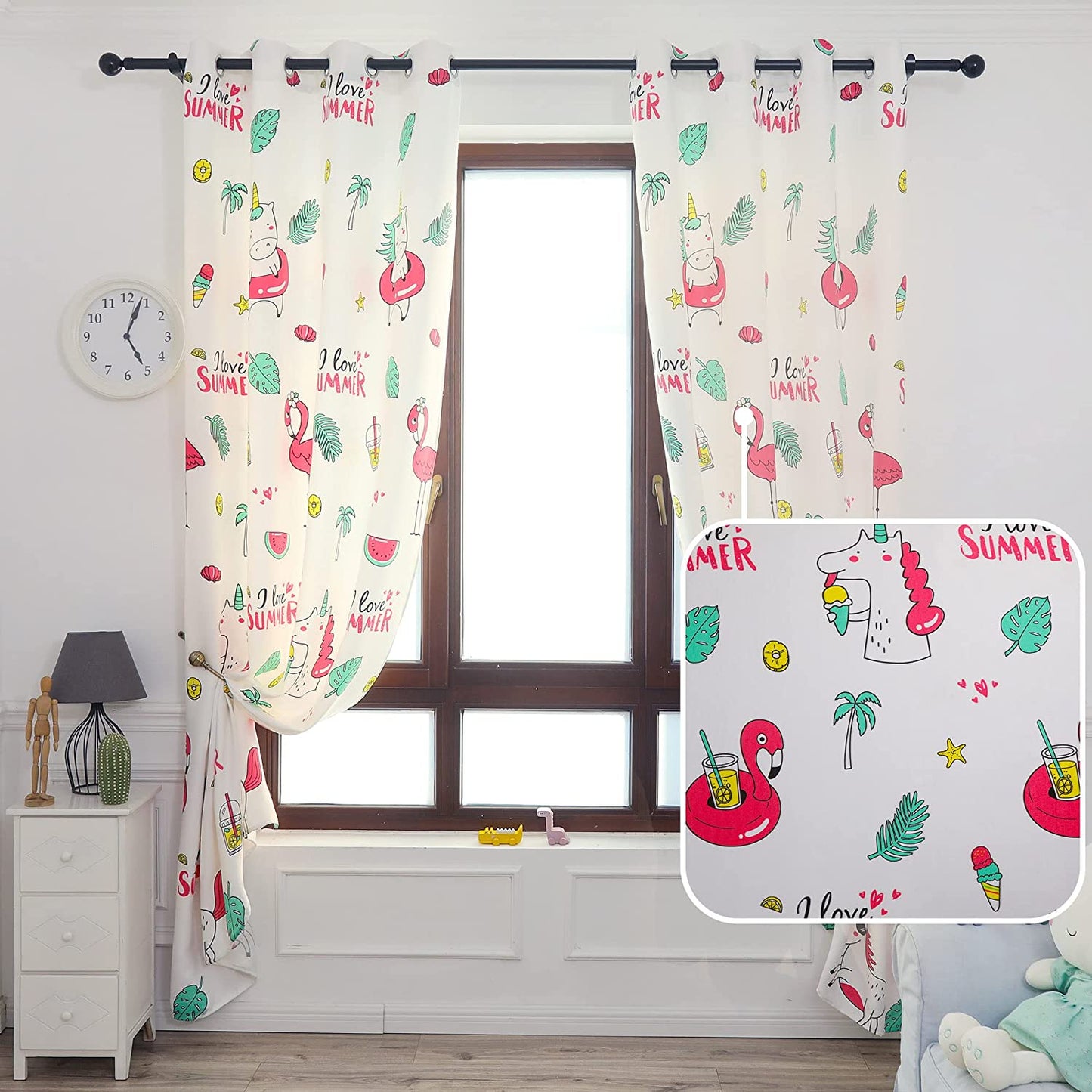 Cortinas Infantiles Niño Semiopaco Dos Paneles de 140x260cm- Cortinas Visillos Juveniles Animales para Habitación Sala de Estar 2 Piezas