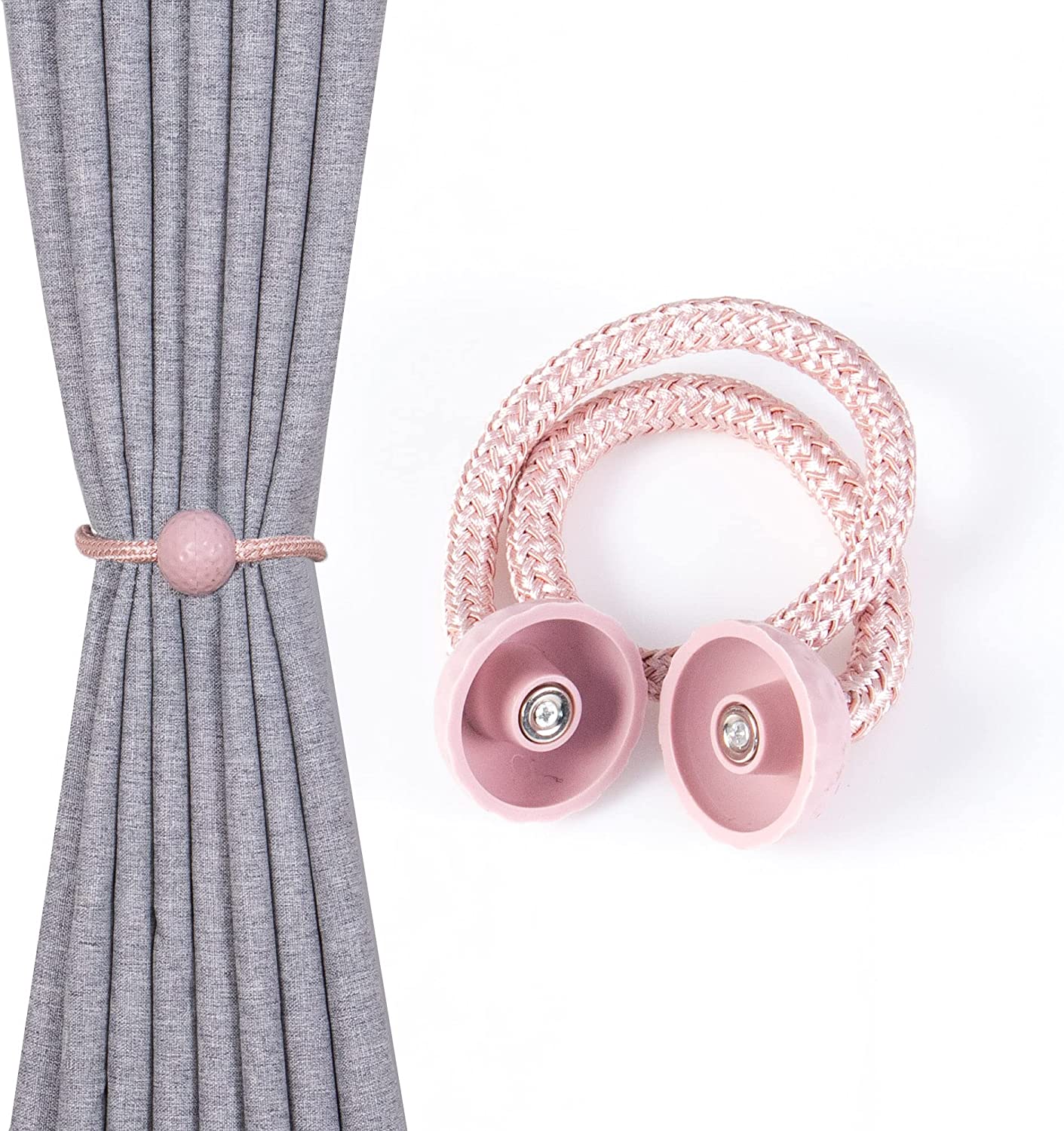 Abrazaderas Cortinas, Correas de Imán para Cortina, Hebillas Cuerda con Detalle de Bola de Gancho para la Decoración de Cortinas