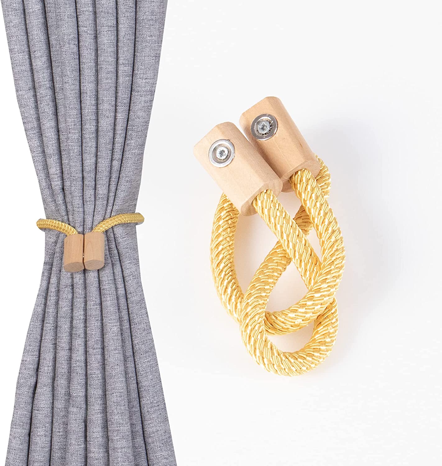 Abrazaderas Cortinas, Correas de Imán para Cortina, Hebillas Cuerda con Detalle de Madela de Gancho para la Decoración de Cortinas
