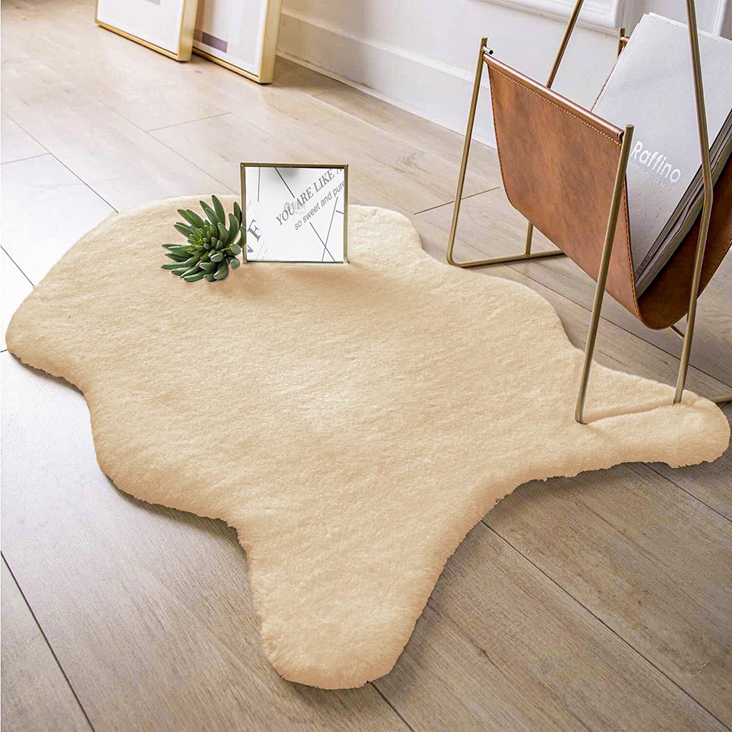 Alfombra De Piel De Conejo Artificial Extra Suave - Alfombra de Pelo para Salón, Habitación, Dormitorio, Forma Irregular
